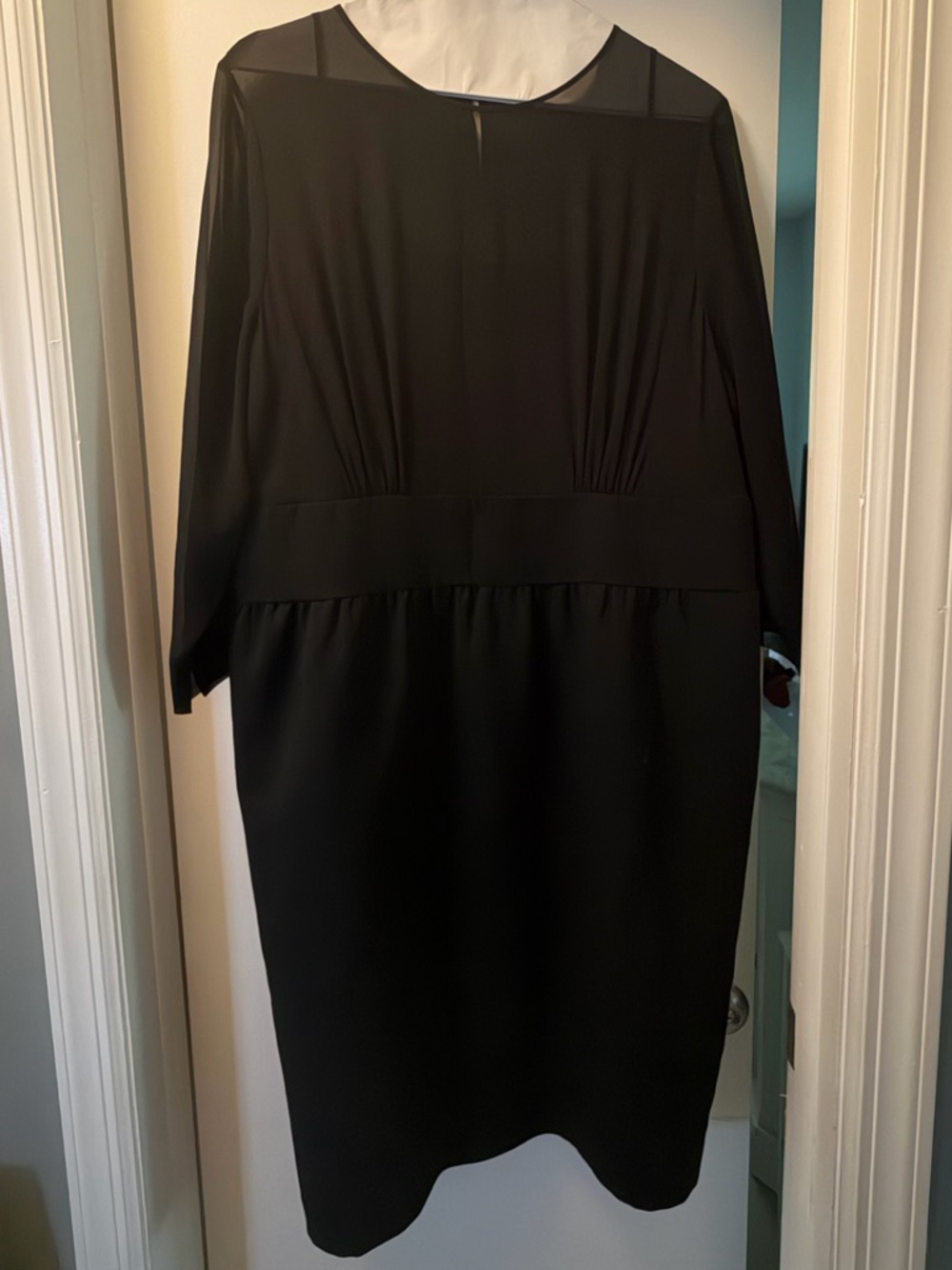 Talbots Black Women's Long Sleeve Dress with Sheer Top